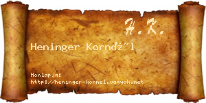 Heninger Kornél névjegykártya